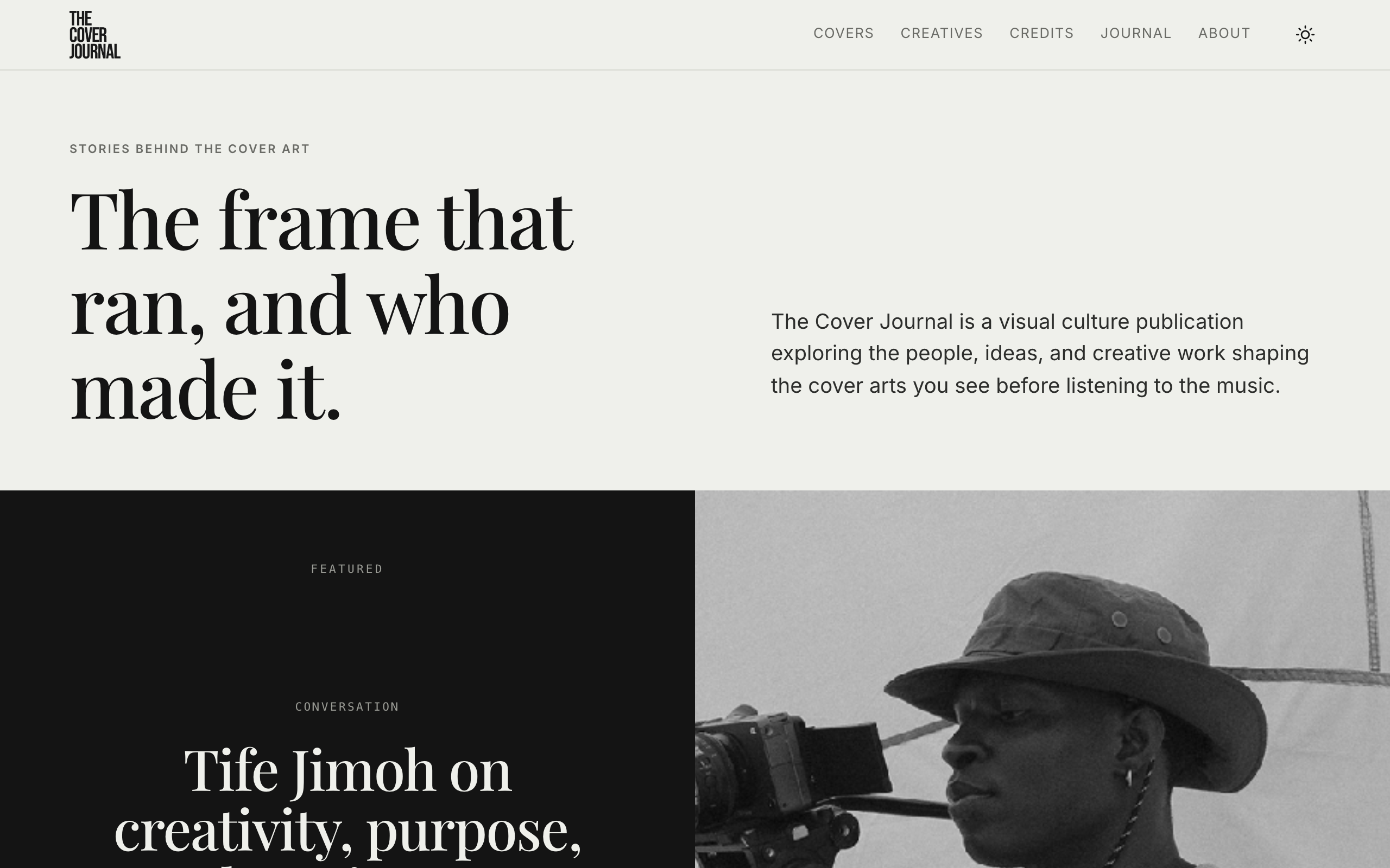 The The Cover Journal website, published through ZevContent